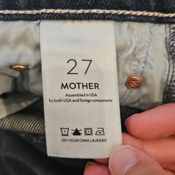 Mother “Insider Ankle Mile High” Jeans 27 Dark Wash Cropped Slim Kick Hem Urban - Picture 12 of 16